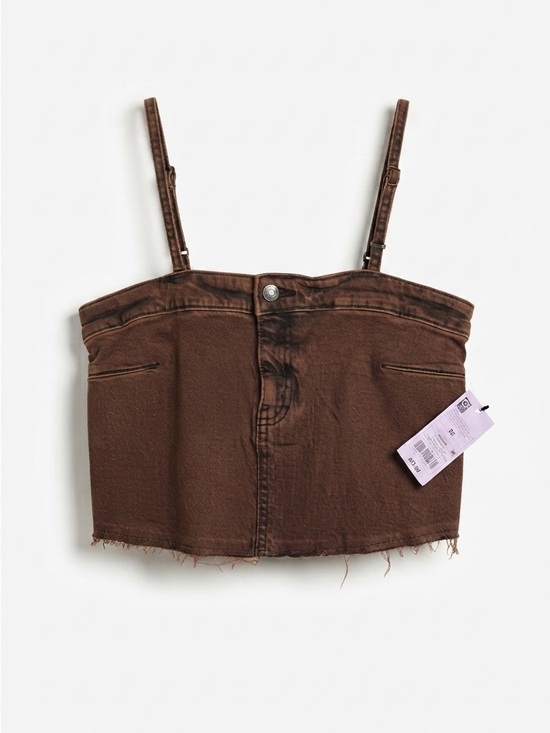 wild fable Tops - Wild Fable Brown Denim Corset Style Crop Top - Size XS